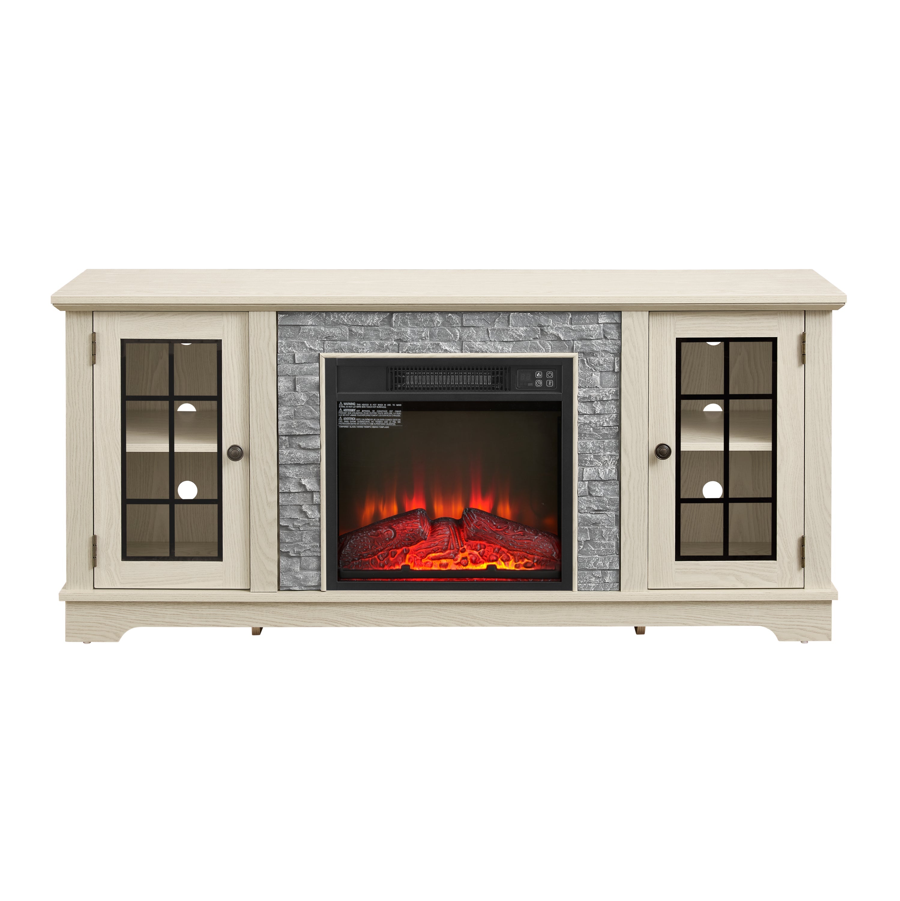 58" Modern TV Stand with Electric Fireplace and Storage