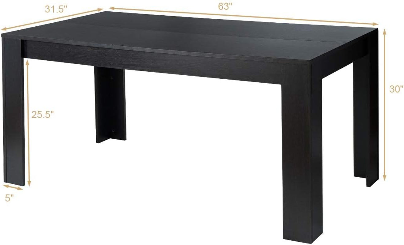 63 Inch Black Dining Table For 6 Modern Home Kitchen