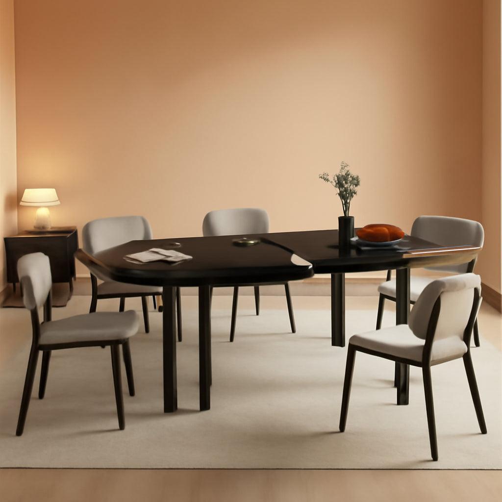 Black Extendable Dining Table 63 Inch For 4 To 6 Guests