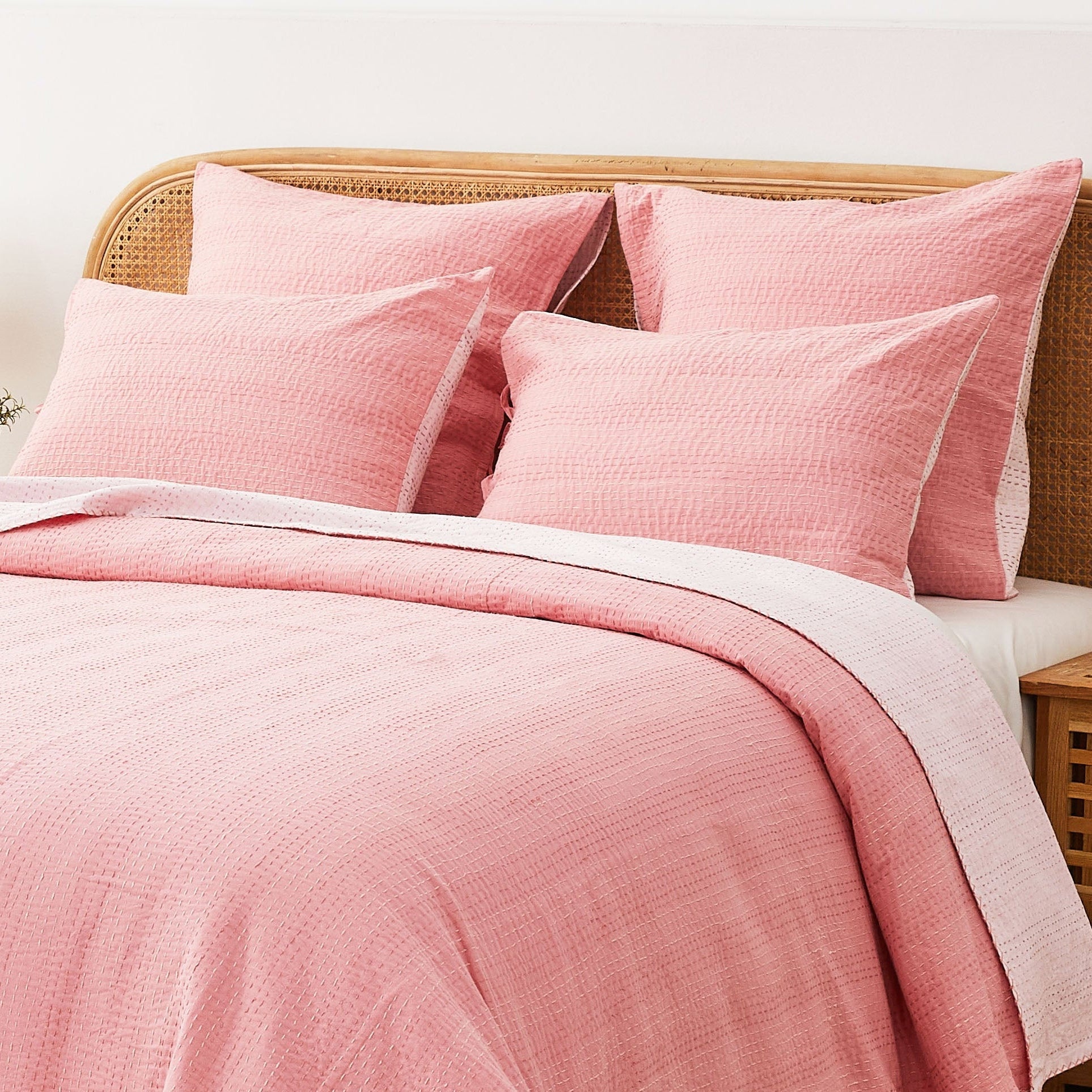 Hand Stitched Reversible Kantha Pillow Sham Pairs