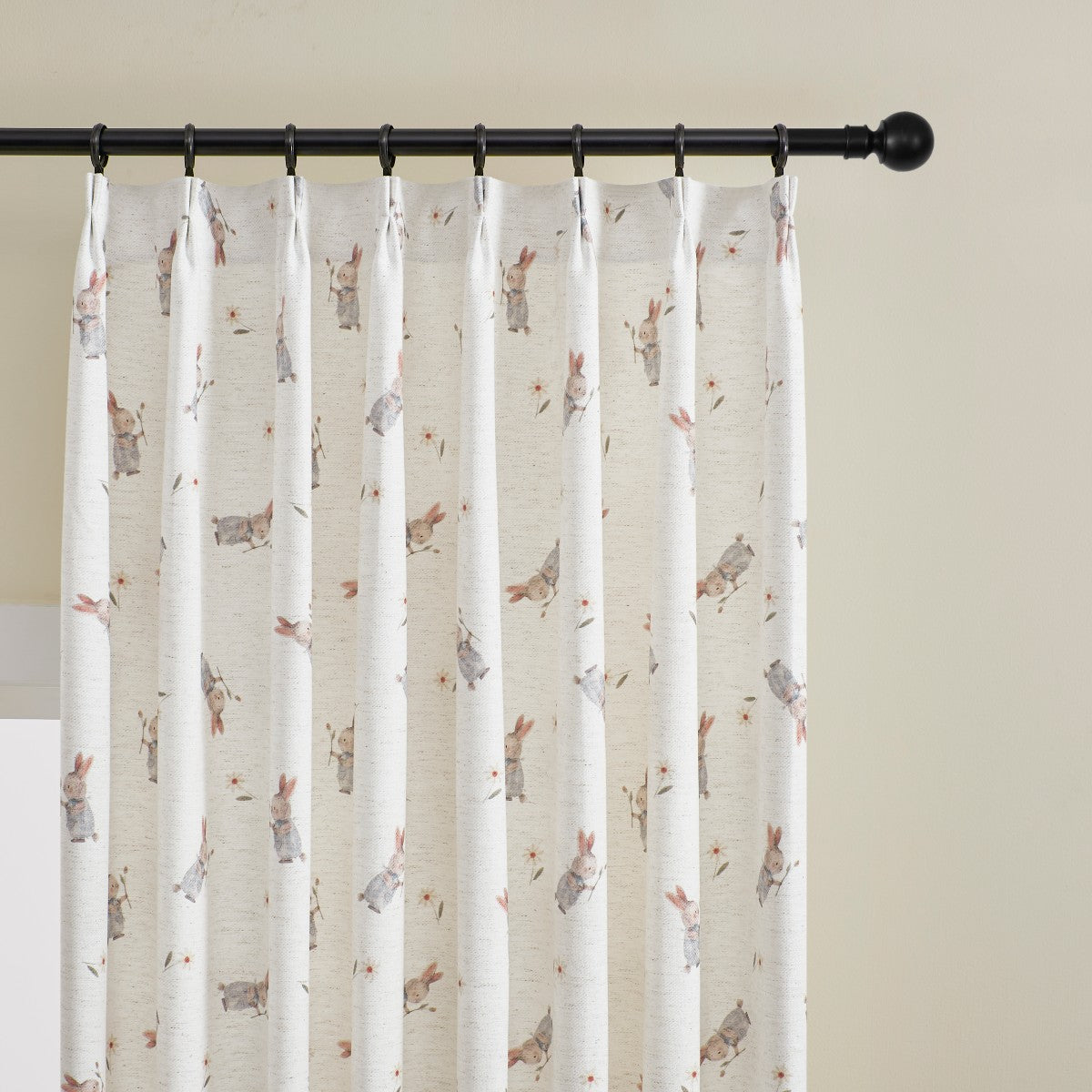 Felice Bunny Roses Print Cute Curtains