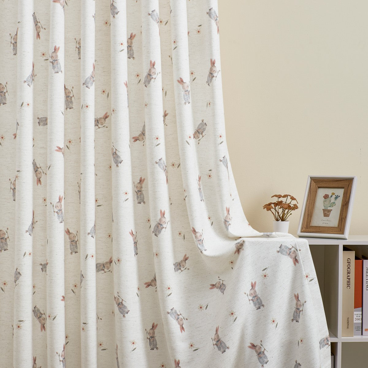 Felice Bunny Roses Print Cute Curtains