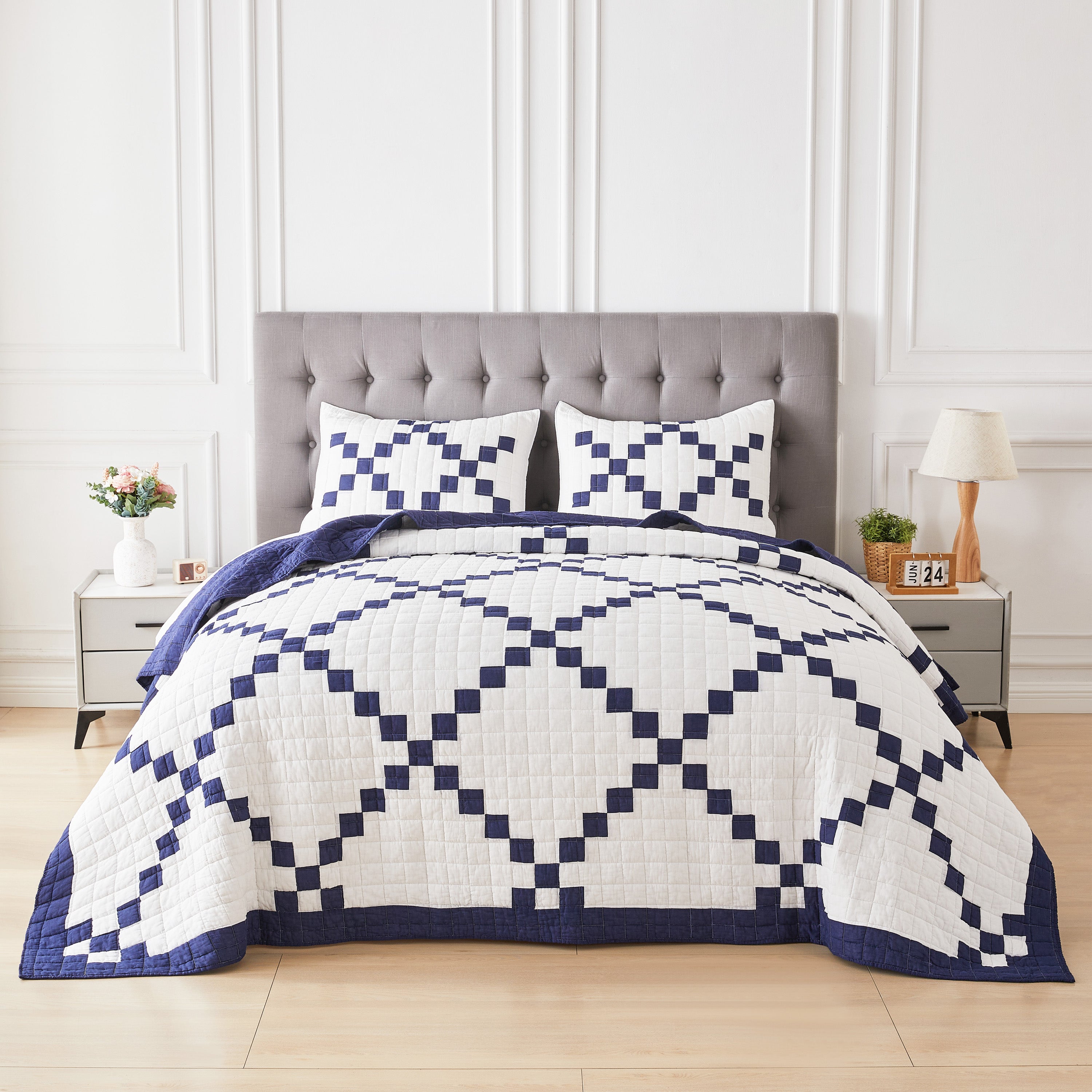 Irish Chain Patchwork Cotton Quilt Set