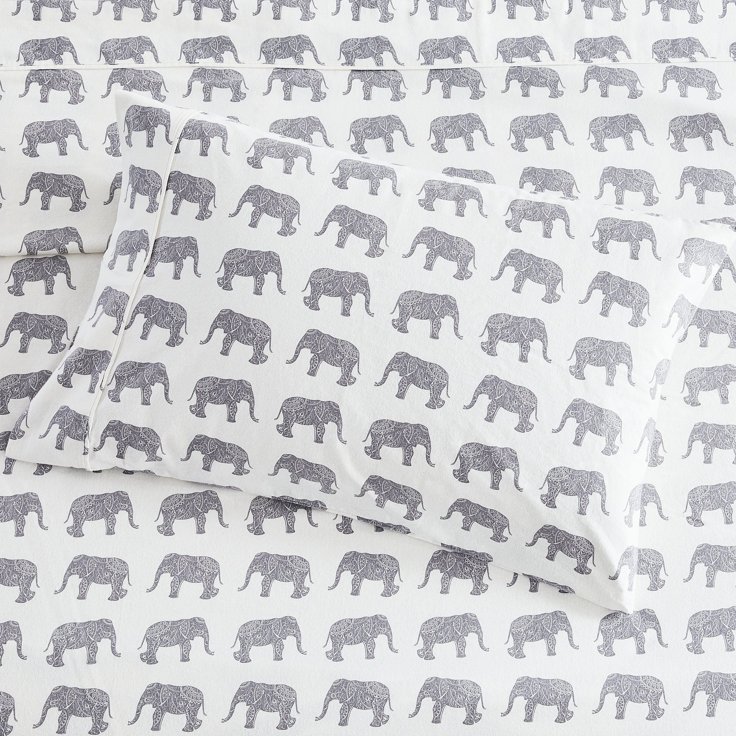 Elephants Flannel Sheet Set