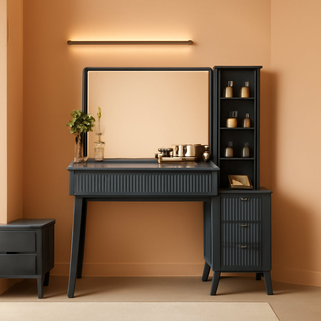 48 Inches Charcoal Grey Vanity Desk Illuminated Mirror-0