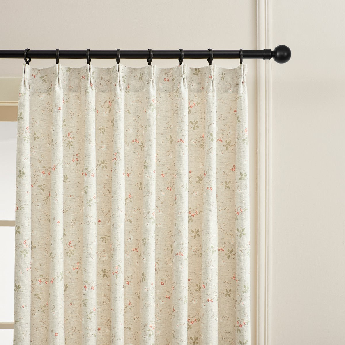 Livia Spring Botanical Print Linen Custom Curtains