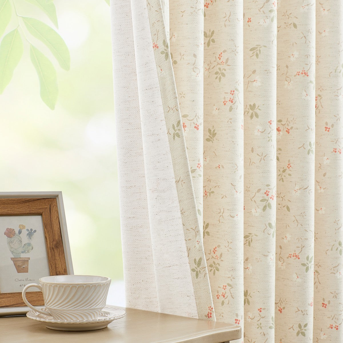 Livia Spring Botanical Print Linen Custom Curtains