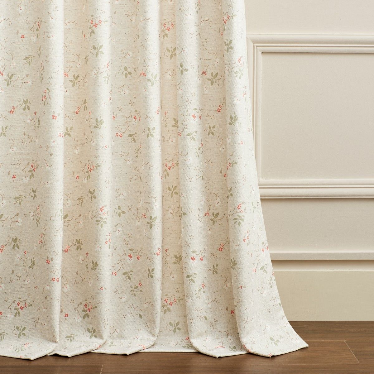 Livia Spring Botanical Print Linen Custom Curtains
