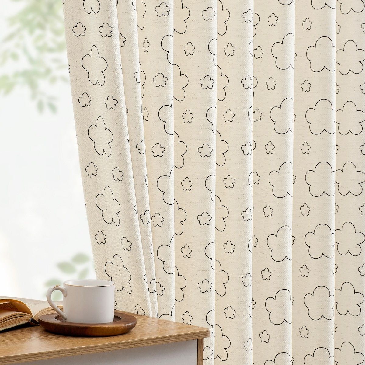 Leda Cloud Design Soft Linen Custom Curtains