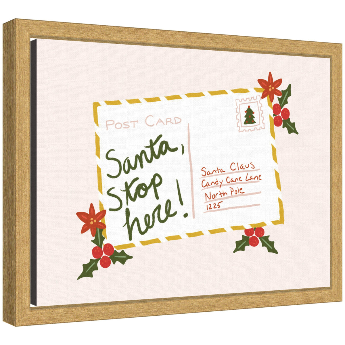 Santa Stop Here by Leonora Jennifer Framed Canvas Wall Art Print