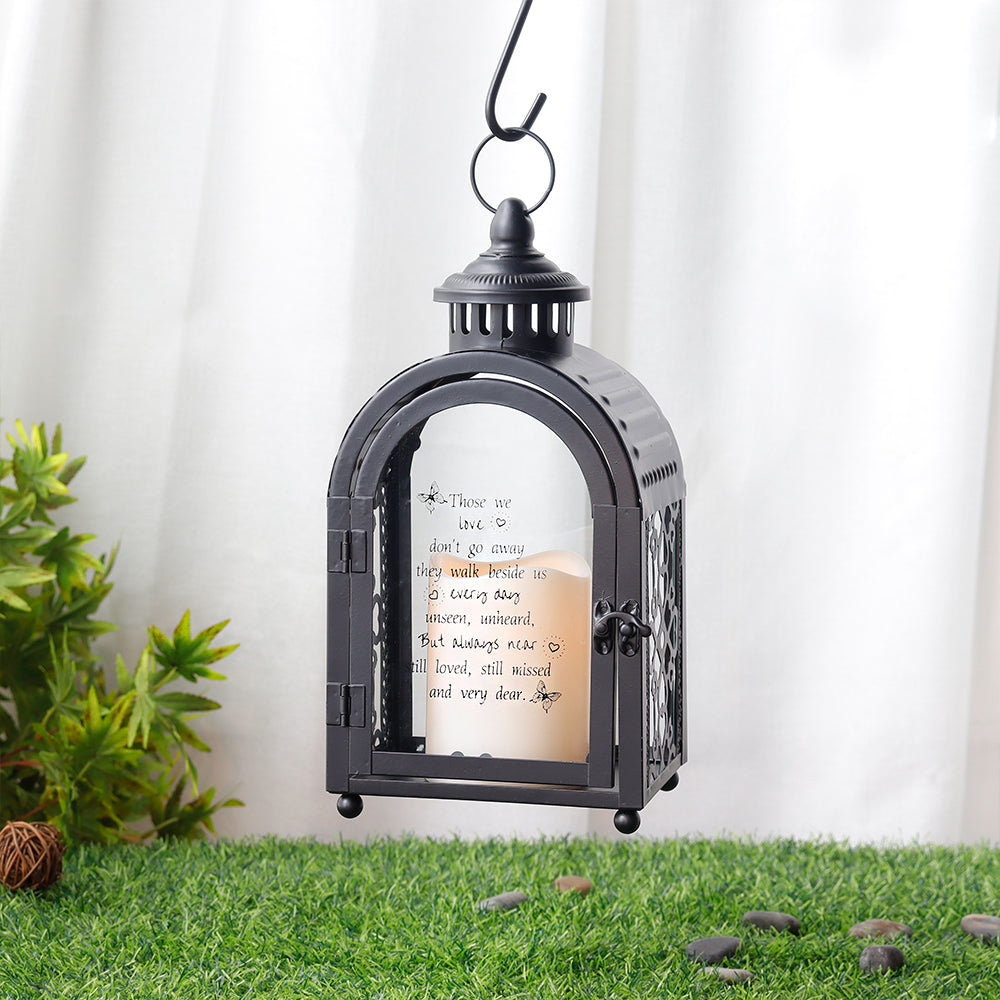 11'' High Walk Beside Us Remembrance Lantern With Automatic Timer LED Candle-0