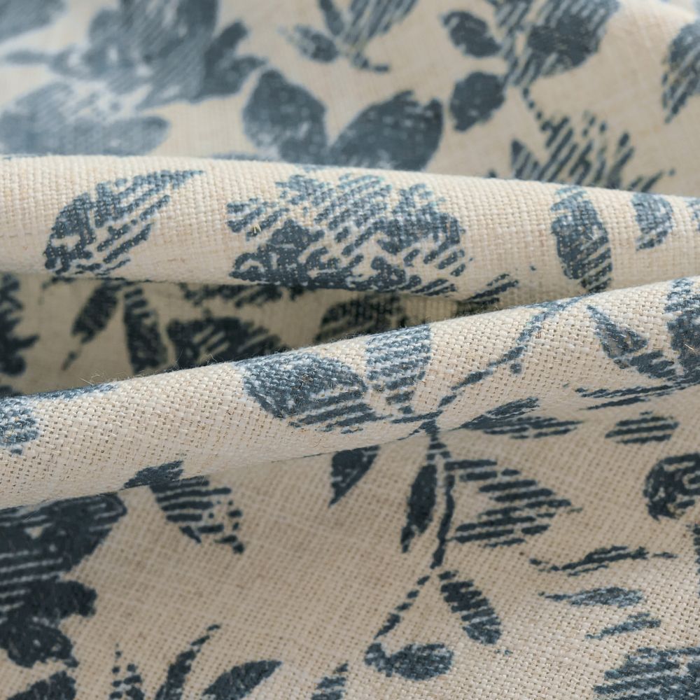 Lanka Blue & White Floral Printed Curtains