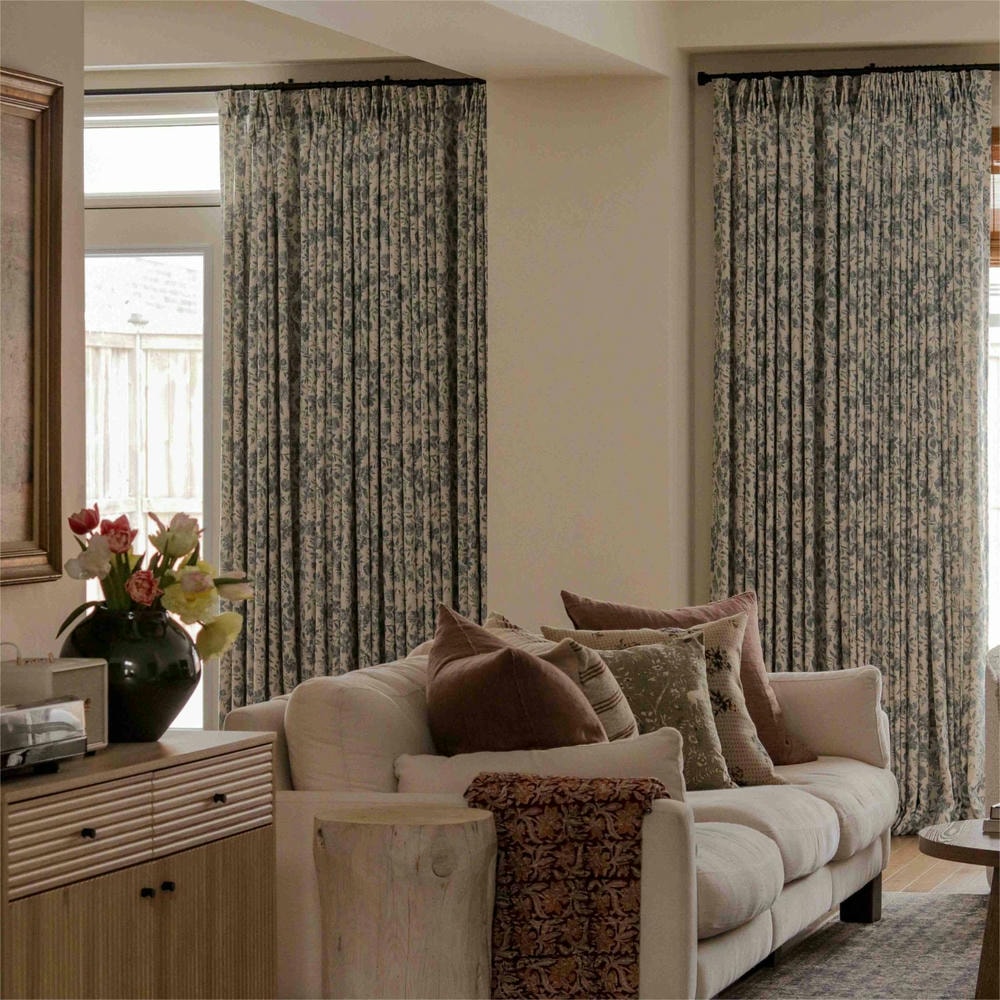 Lanka Blue & White Floral Printed Curtains