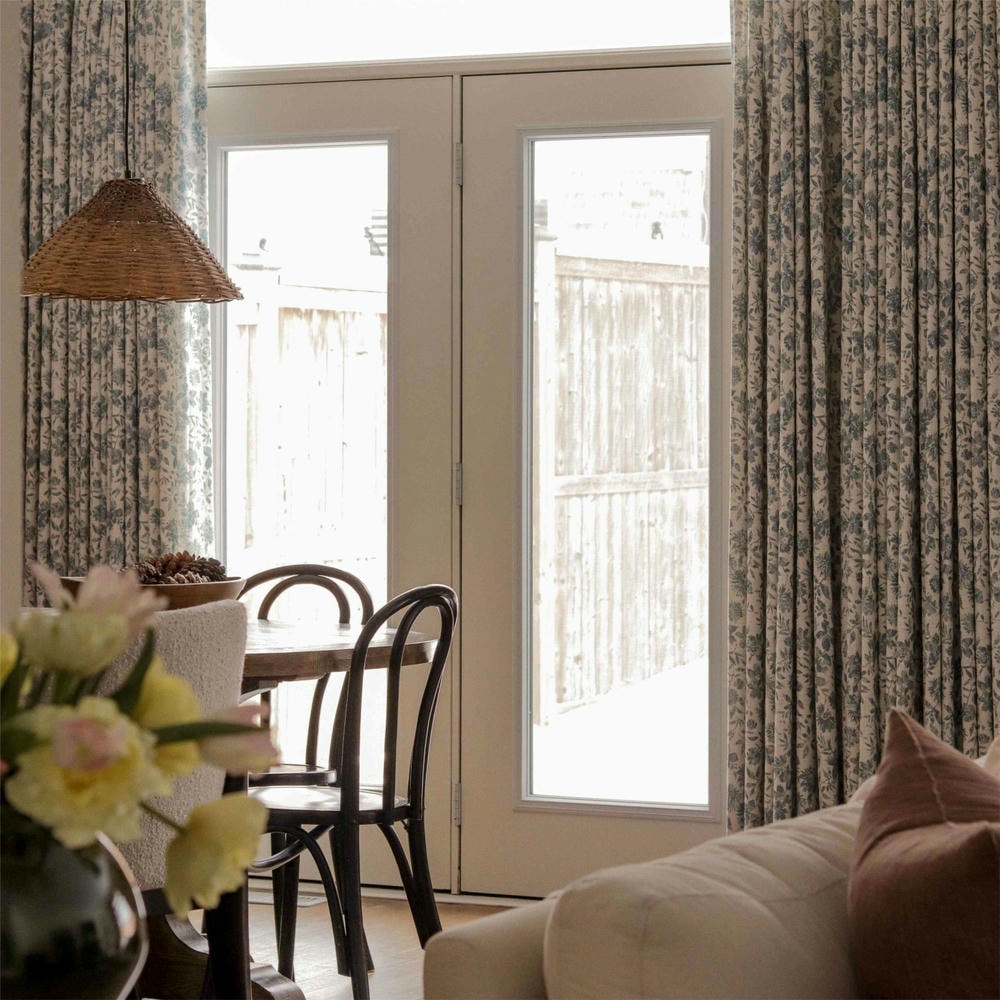 Lanka Blue & White Floral Printed Curtains