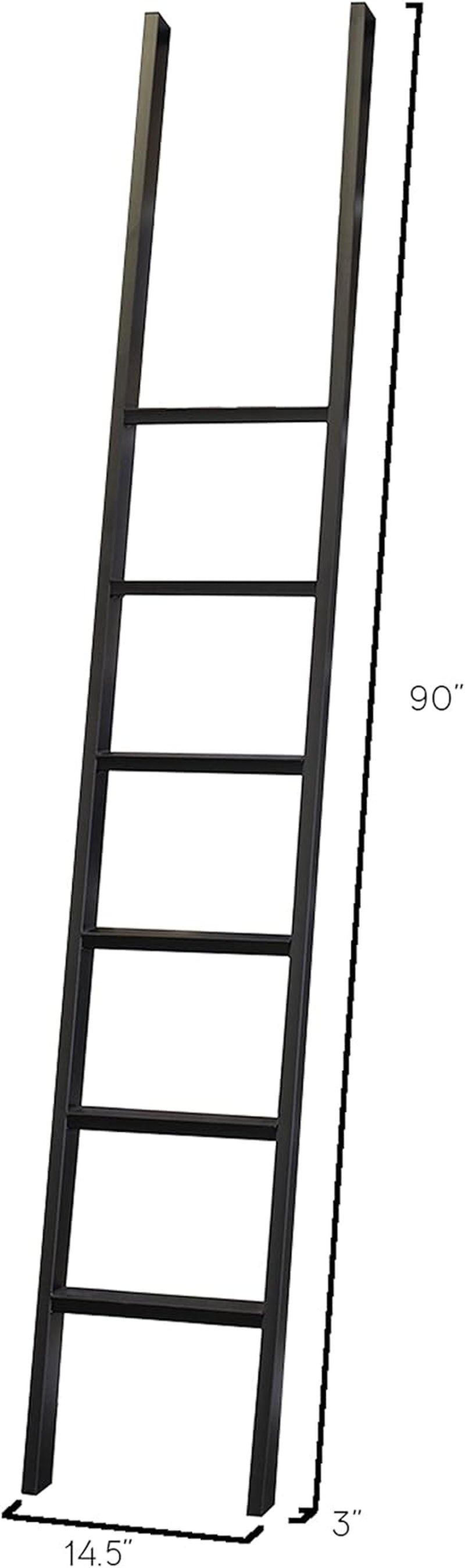 8 Foot Tall Bookcase Wall With Ladder Display Shelf Black