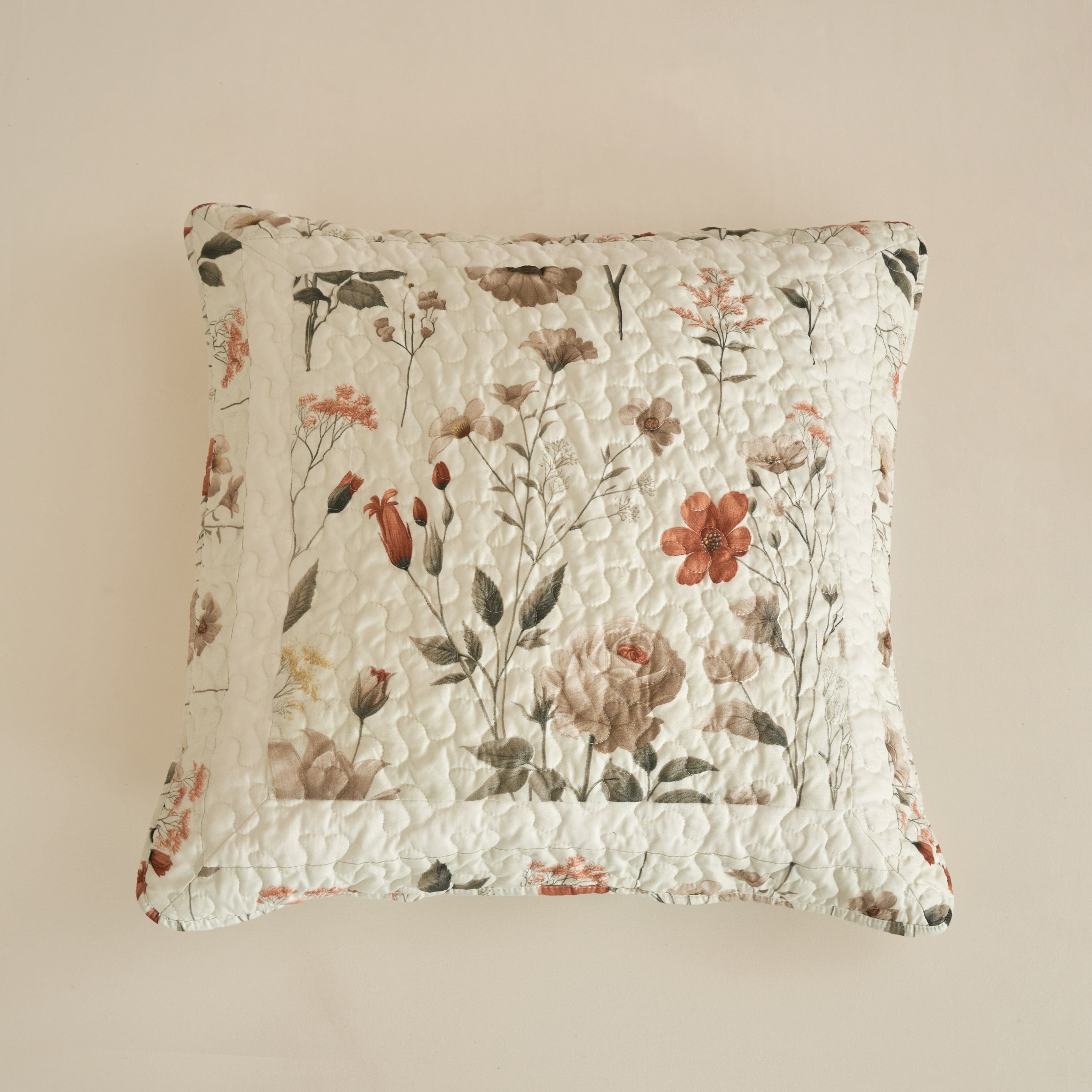 DaDalogy Enchanted Meadow Quilt Set - Victoria Garden Delicate Floral Symphony in Beige, Rose, and Soft Green, Luxuriously Soft Quilted Bedspread Set