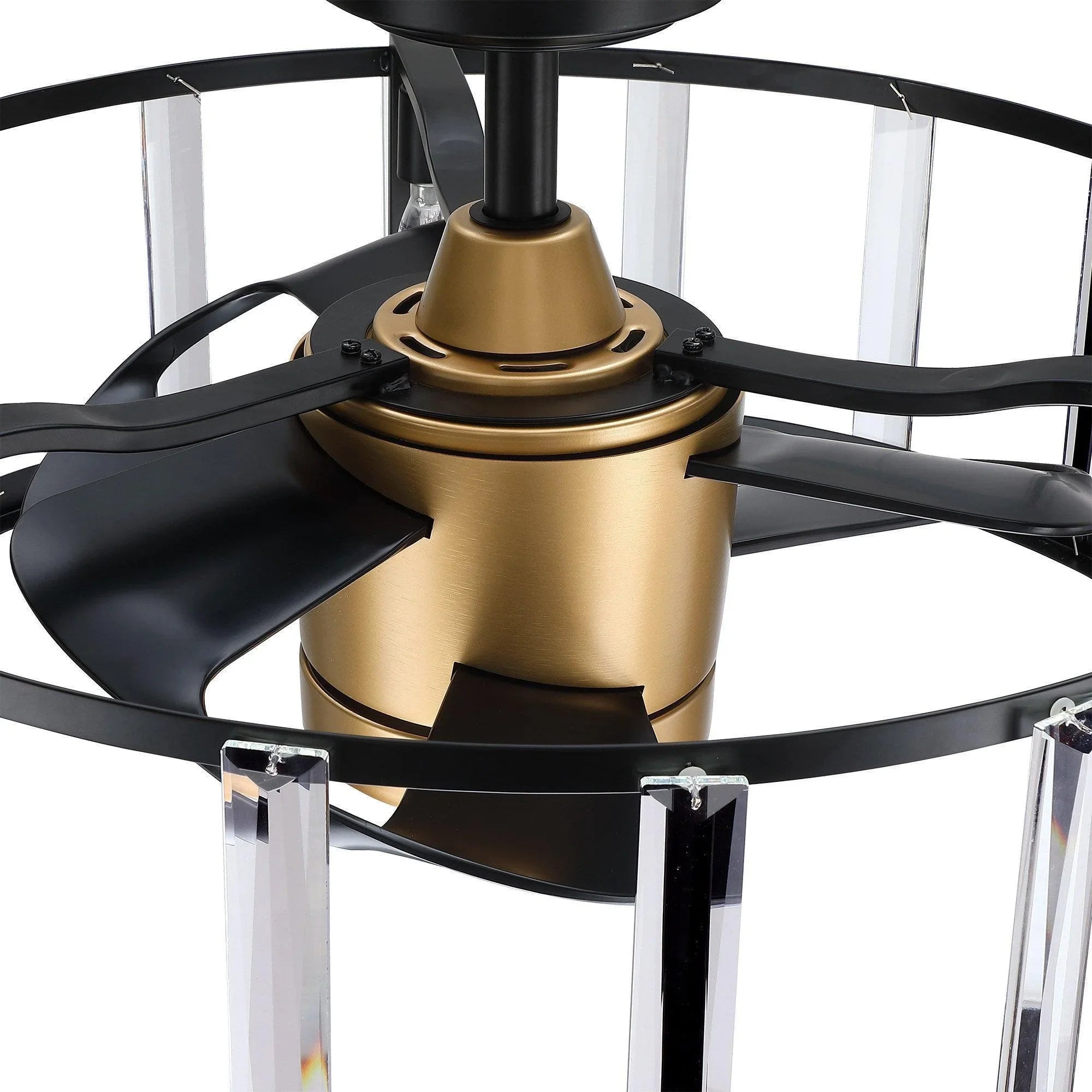 27" Modern DC Motor Downrod Mount Reversible Crystal Ceiling Fan with Lighting and Remote Control
