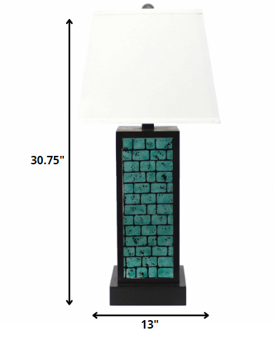 31" Black Metal Bedside Lamp With White Empire Shade-5