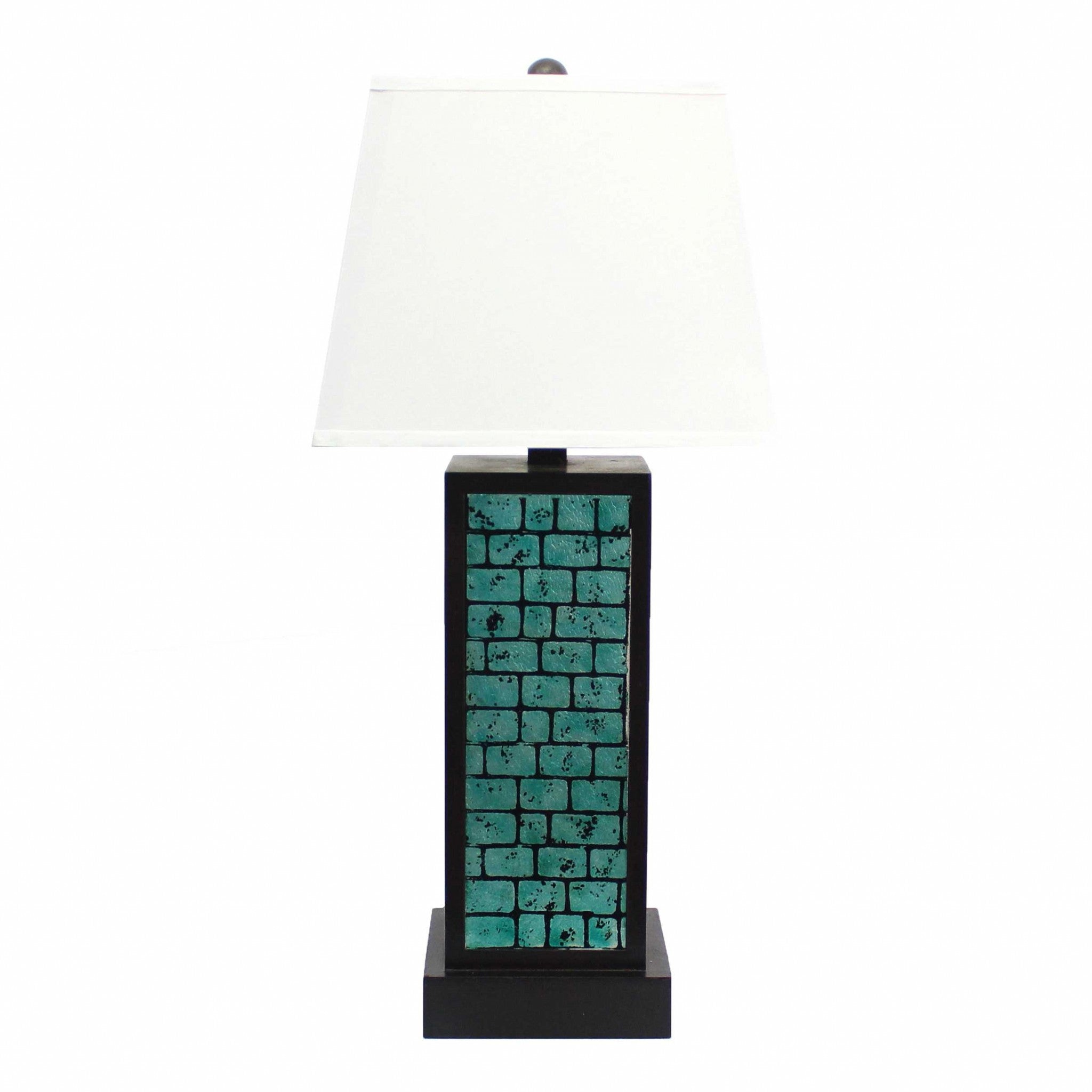 31" Black Metal Bedside Lamp With White Empire Shade-2