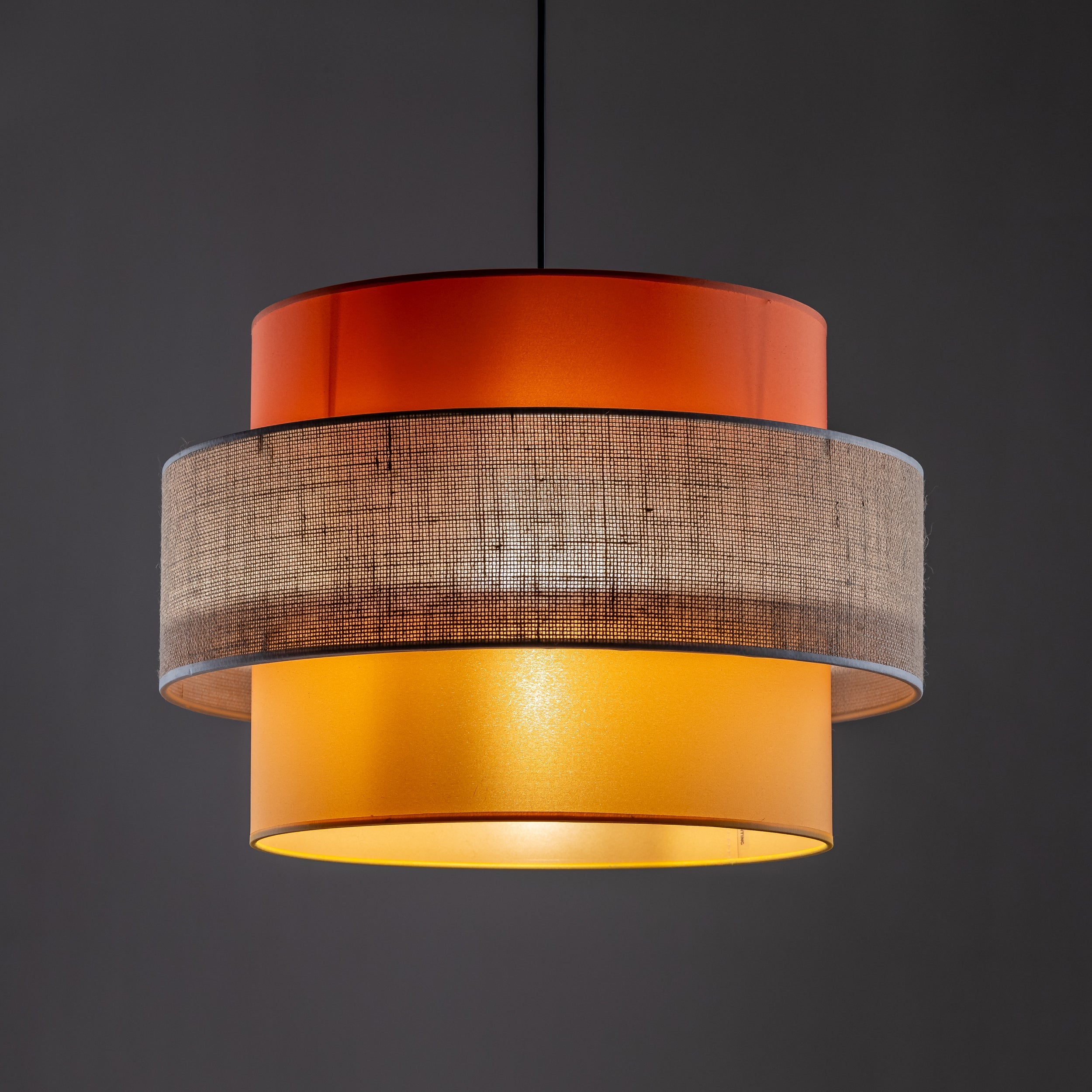 TRIO Jute Mid-Century Boho Large Pendant Light