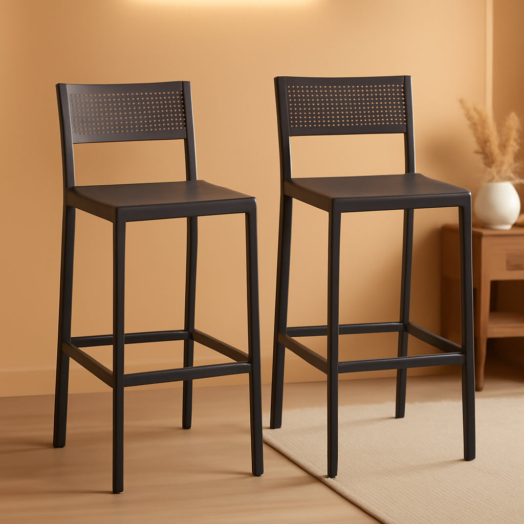 Industrial Charcoal Gray Bar Stools Set Of 2 for Kitchen