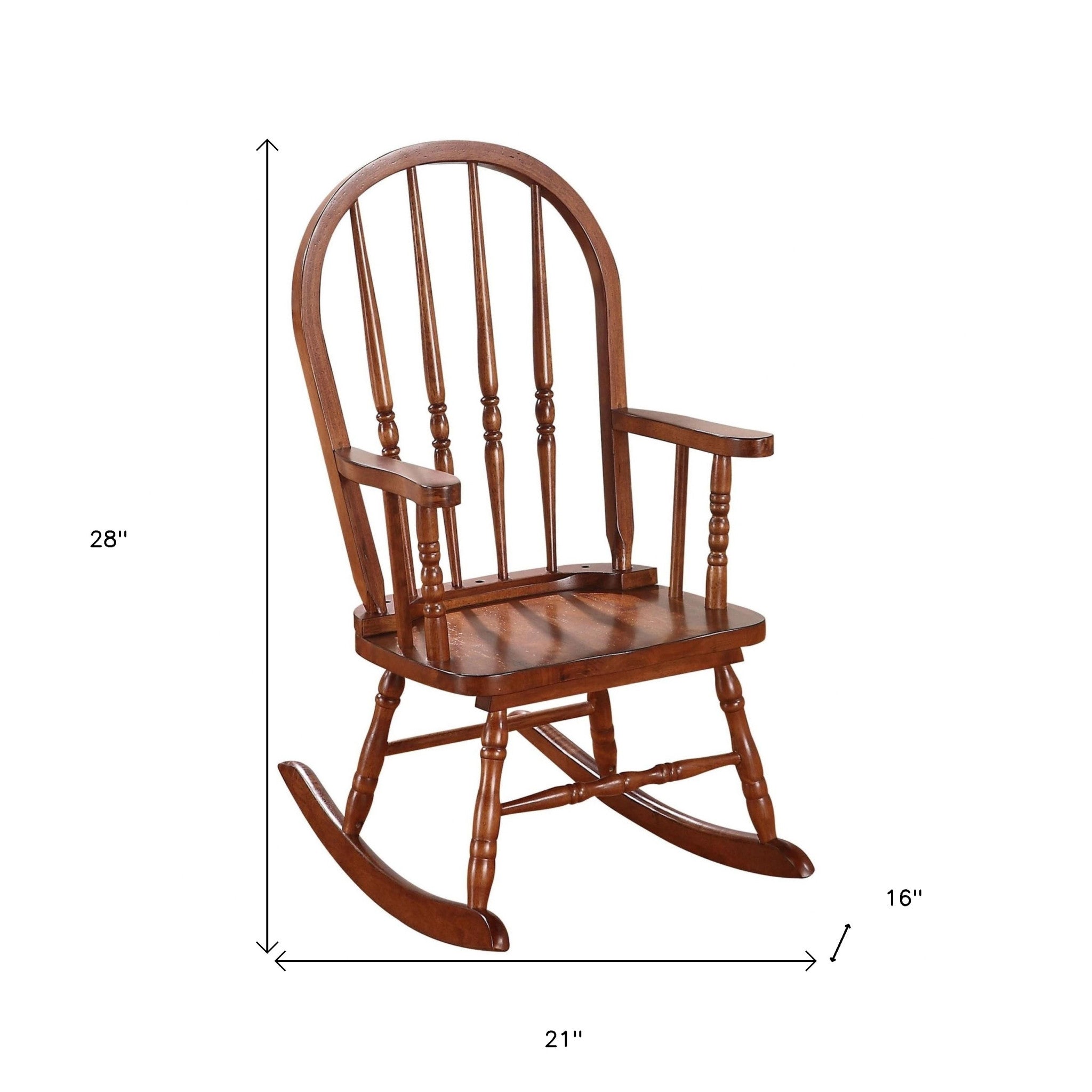 Classic Honey Brown Wooden Youth Rocking Chair-5