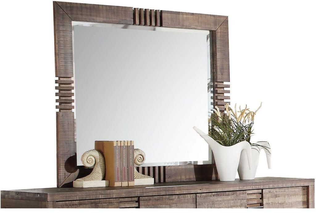 Reclaimed Oak Finish Rectangular Mirror-0