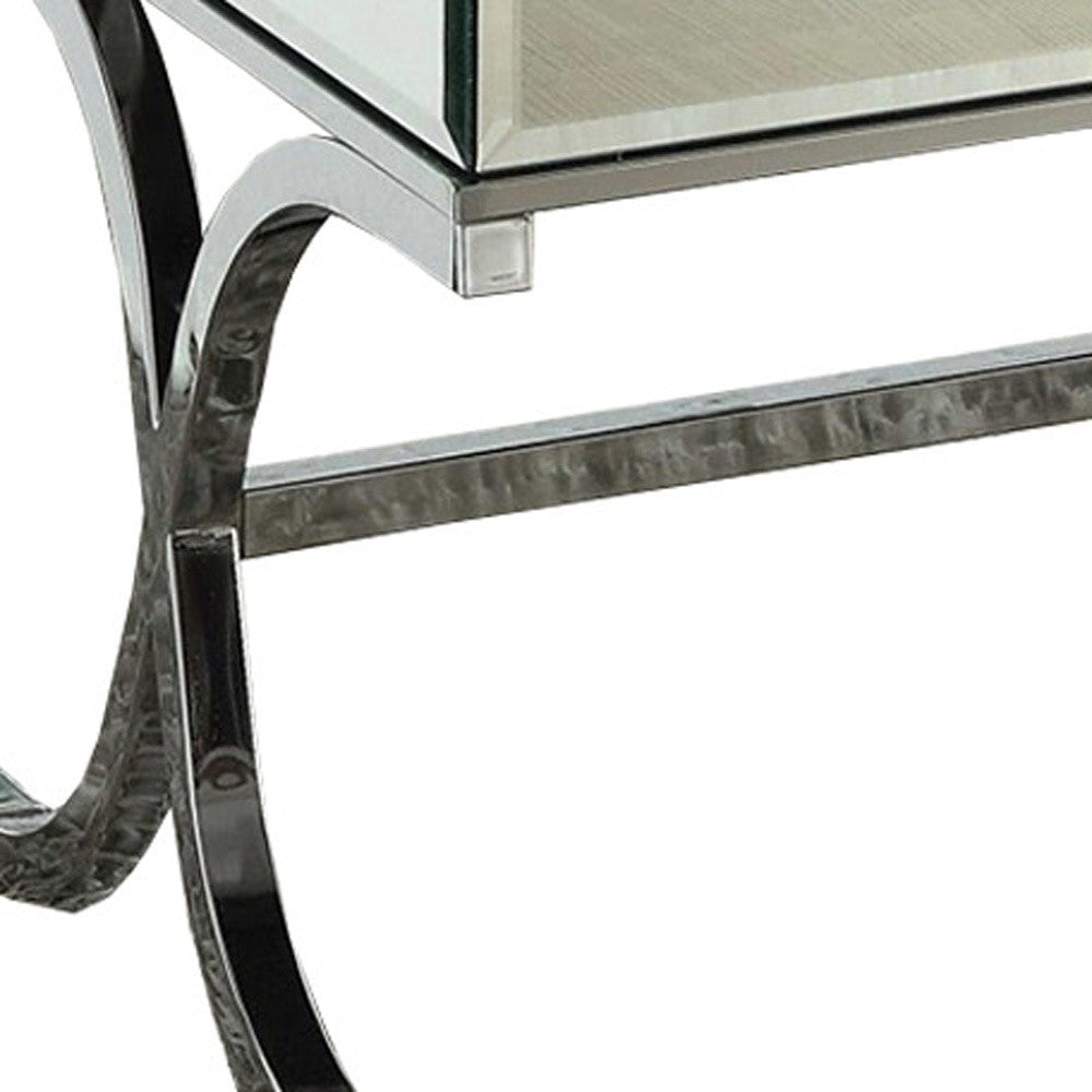 42" X 21" X 19" Mirrored Top And Chrome Coffee Table-4