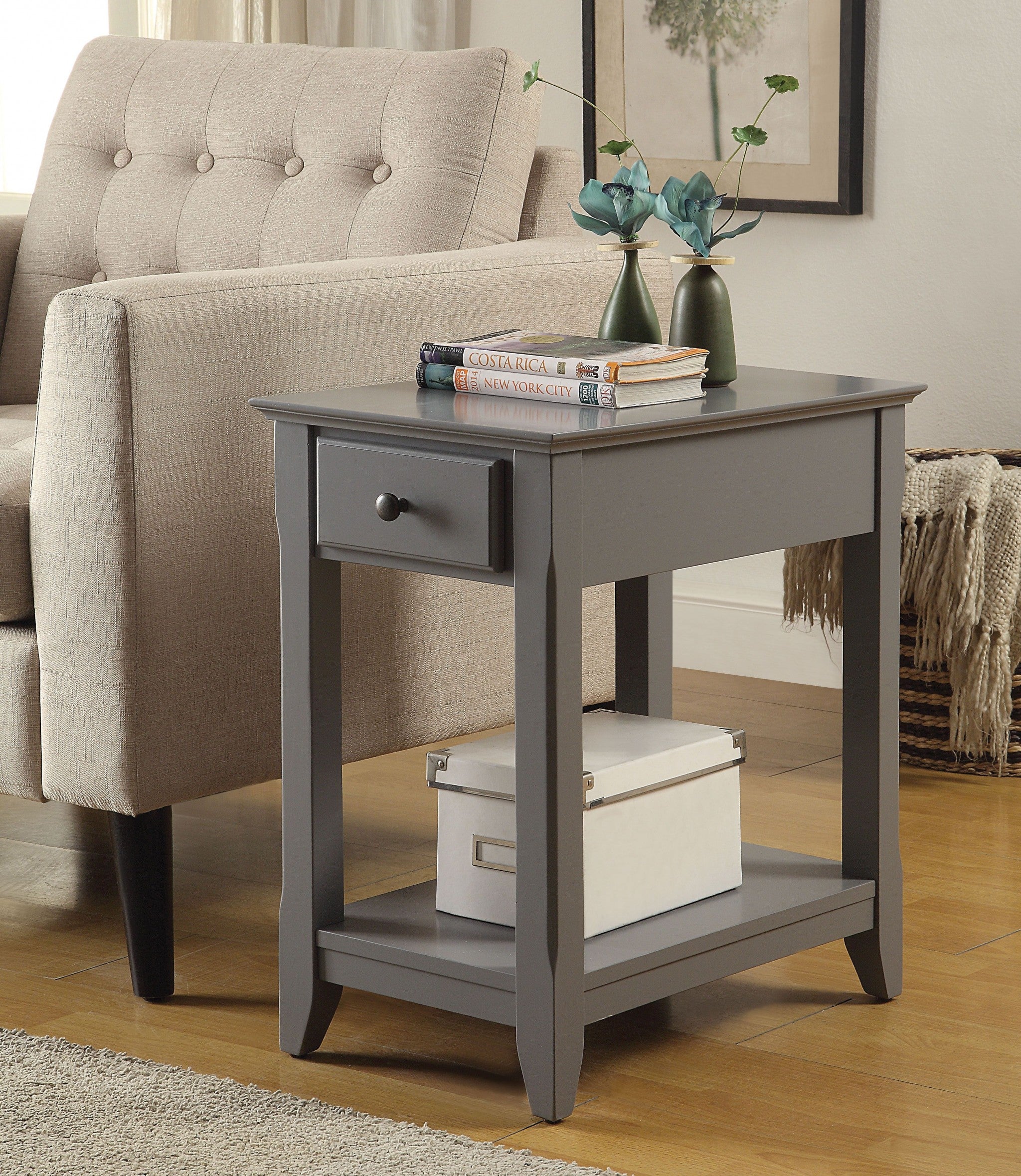 23" Gray Solid and Manufactured Wood End Table-7