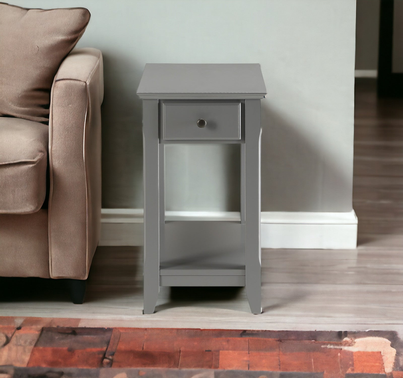 23" Gray Solid and Manufactured Wood End Table-1