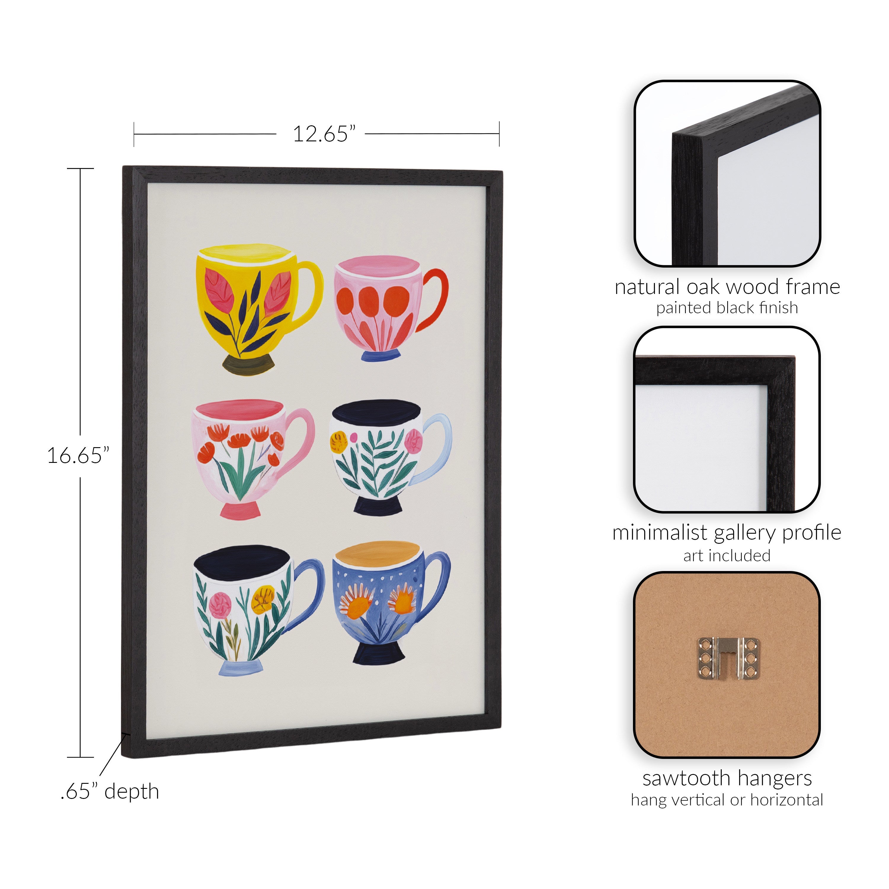 Gallery Botanical Coffee Shop Tea Cups Print by The Creative Bunch Studio