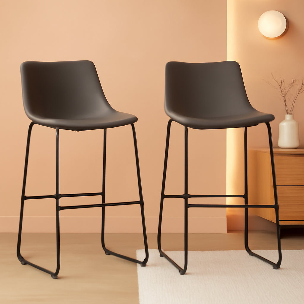 Centiar Modern Faux Leather Pub Height Bar Stool Gray 29 Inch Set of 2