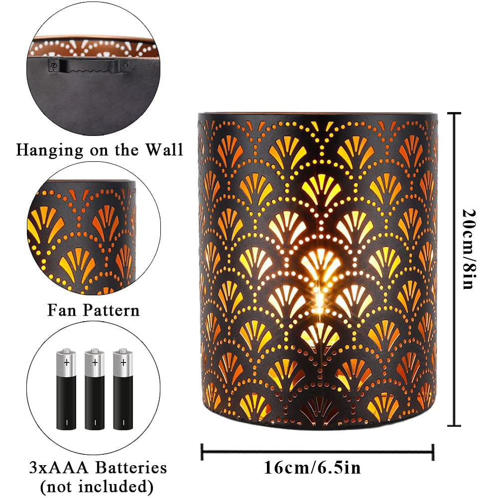 8''H Metal Rustic Wall Mount Lamp with 6-Hours Timer（Single,Flabellum）-2