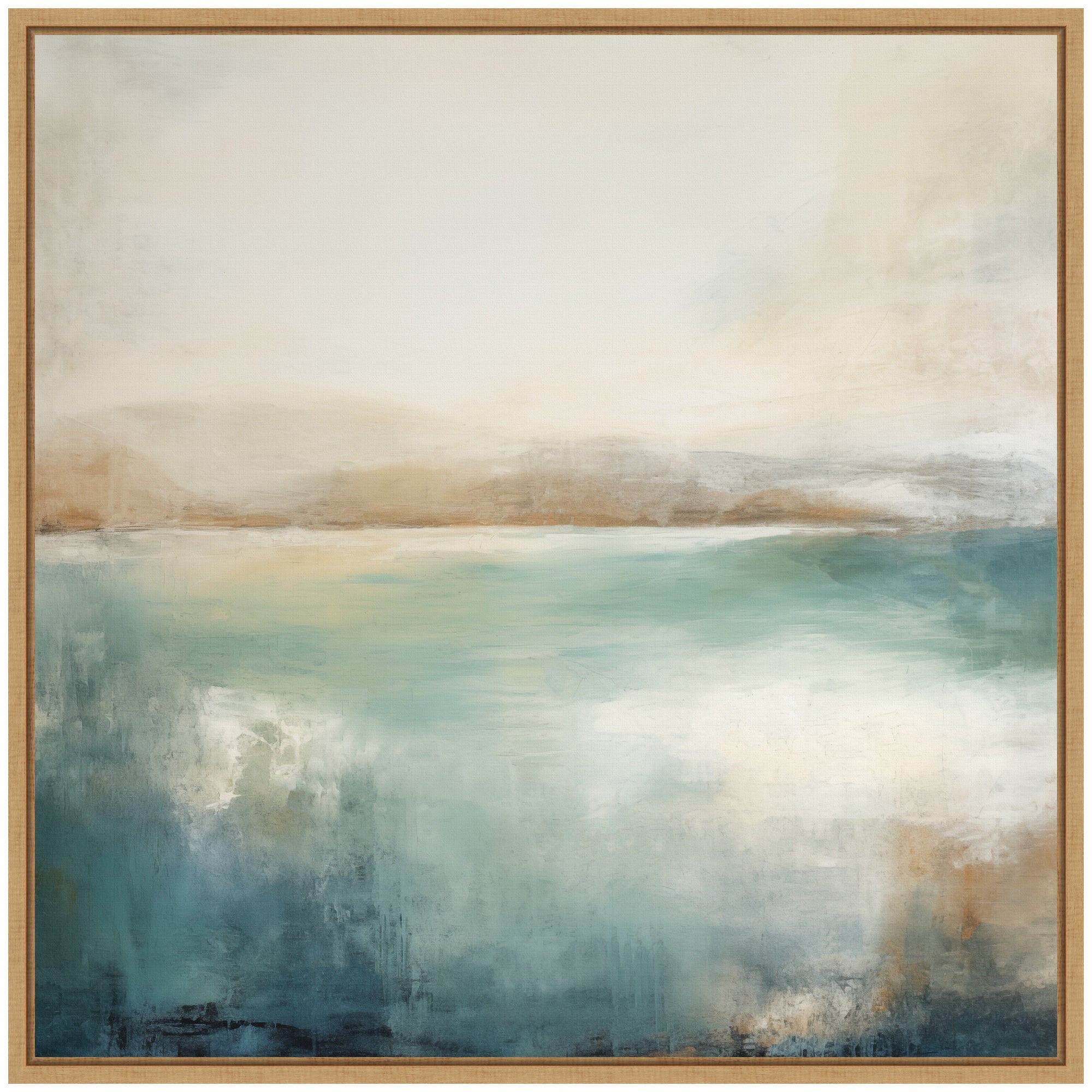 Sylvie Abstract Calming Lake Landscape Framed Canvas by The Creative Bunch Studio
