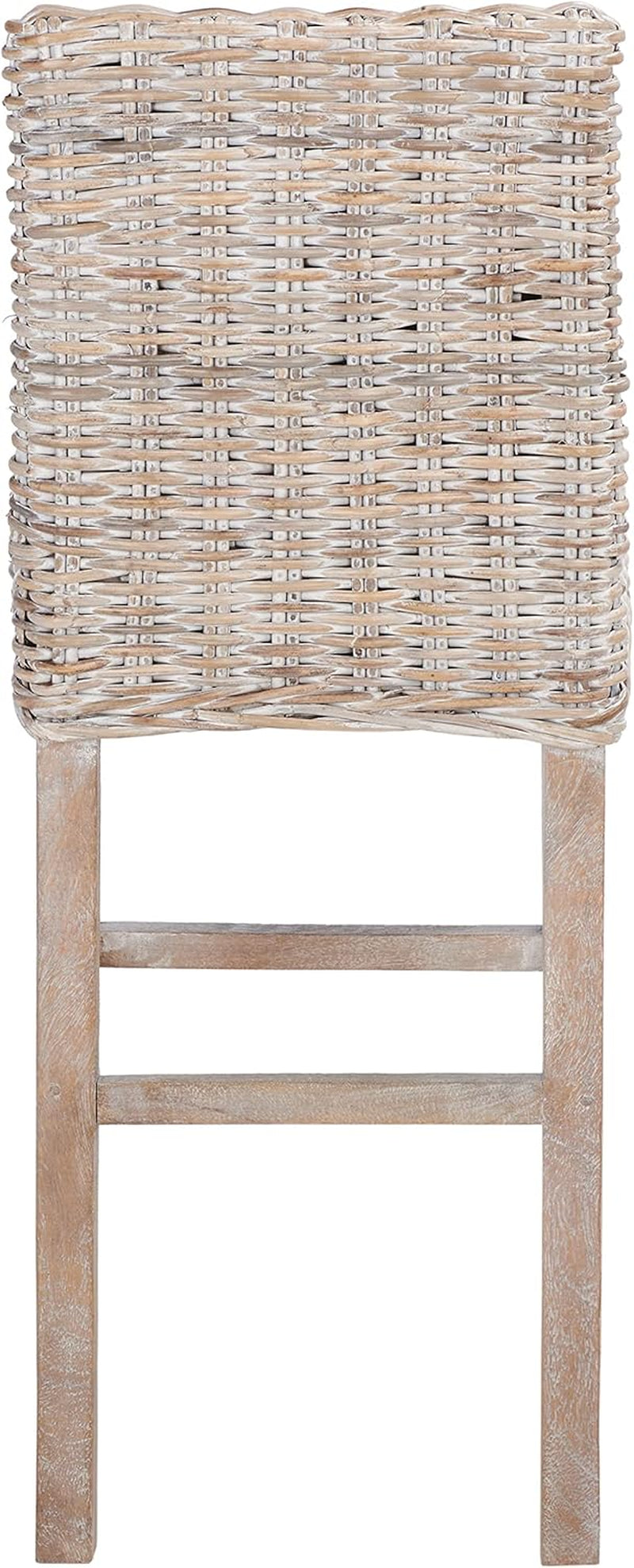 Grey Wash Rattan 30 Inch Bar Stool With Parsons Legs