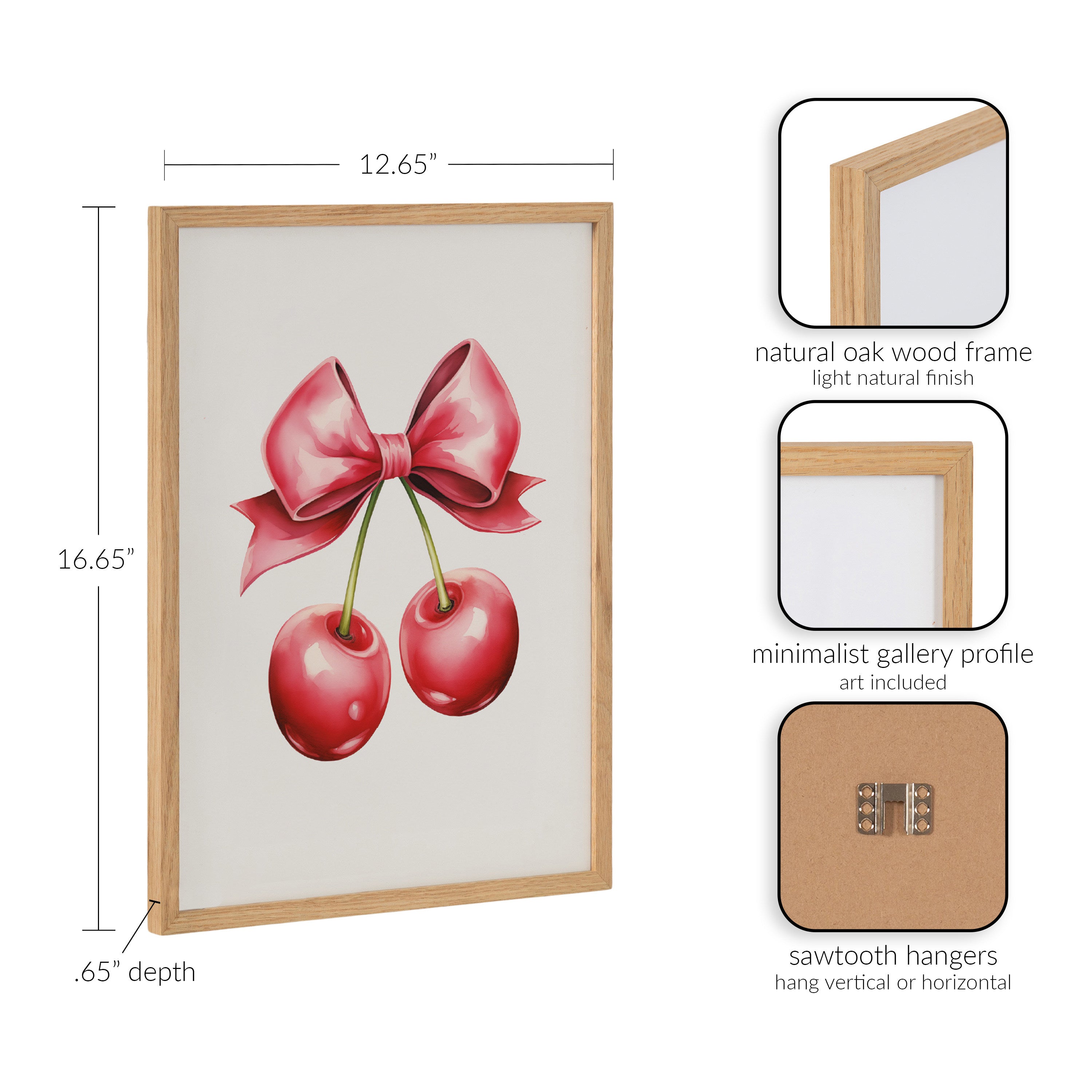 Gallery Coquette Preppy Retro Girly Red Pink Bow Cherries Print by The Creative Bunch Studio