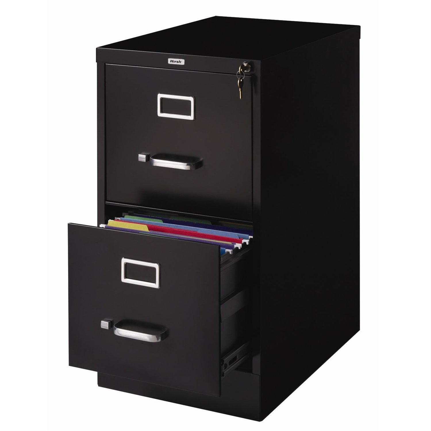 2-Drawer Vertical Filing File Cabinet with Lock in Black Metal-0