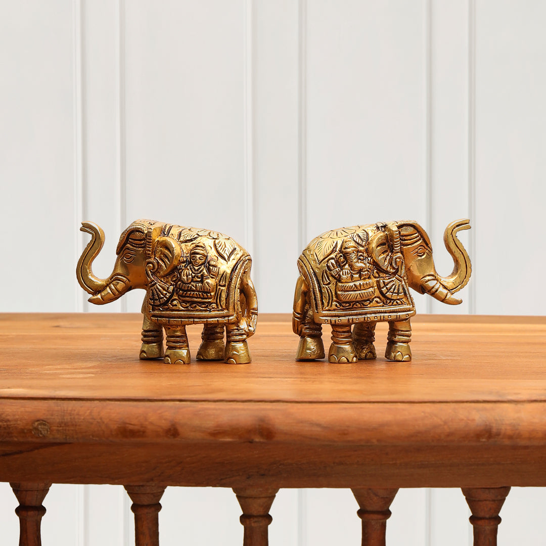 Brass Elephant Statue Pair (2.5 Inch) | EIGHT span data-1