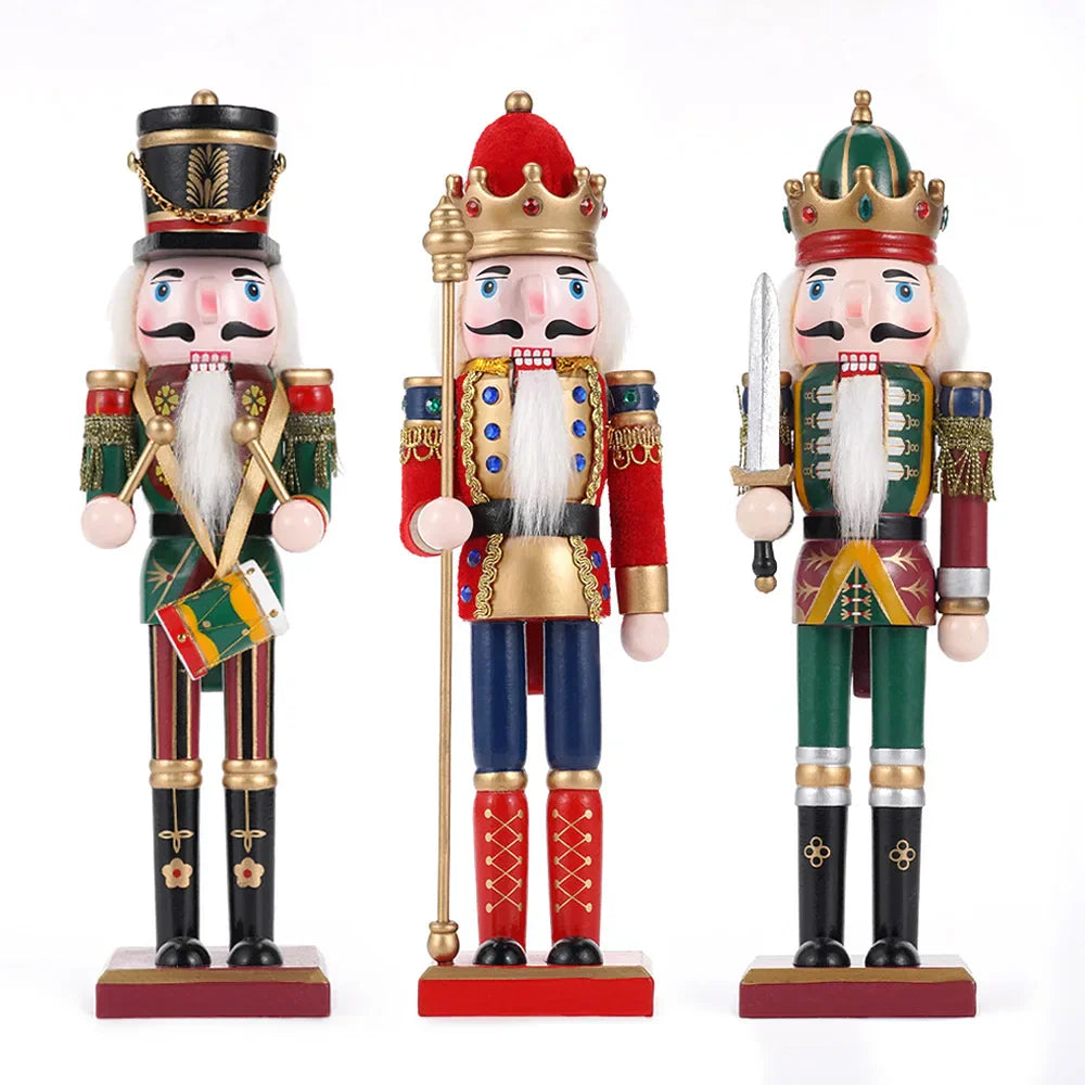 Hand-Painted Wooden Nutcracker Soldier Figurines (3PCS)-0