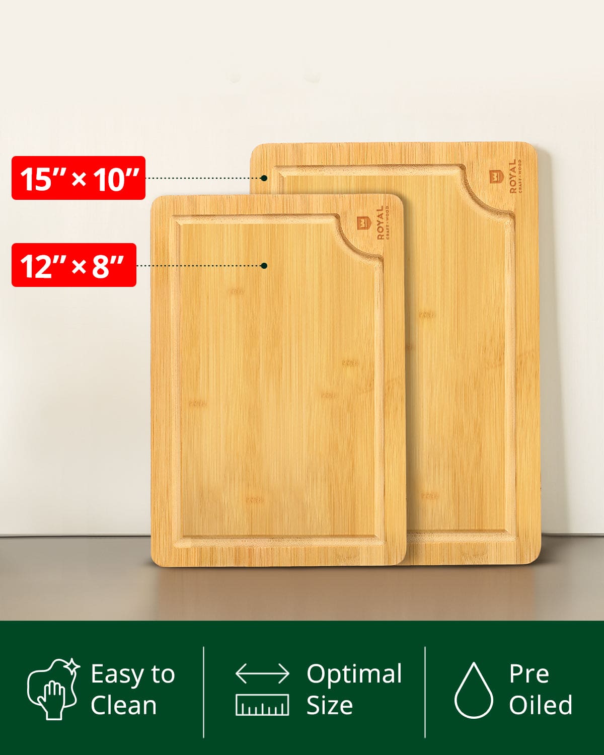 Cutting Board Set of 2, Bamboo