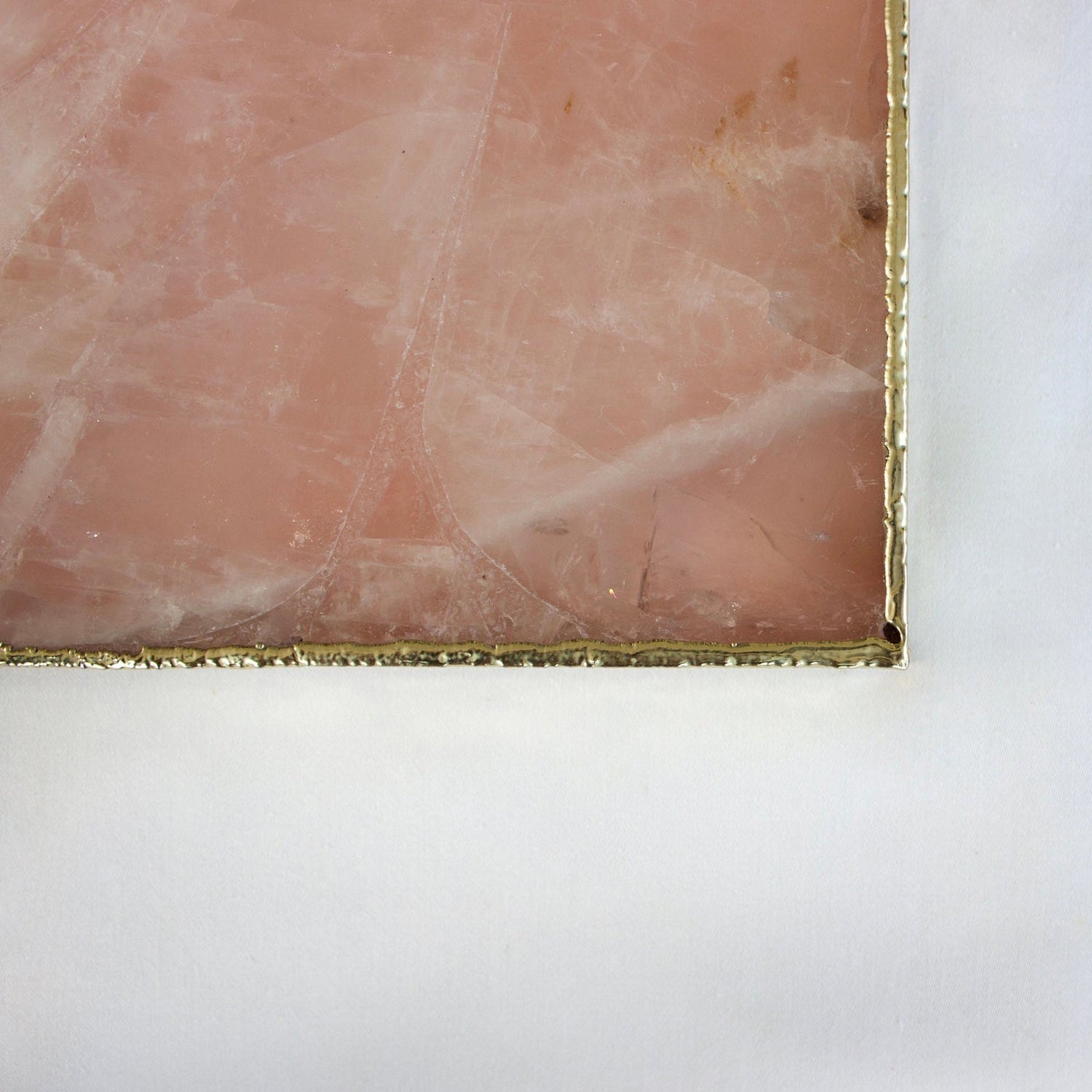 Rose Quartz Agate Serving Tray With Brass Handles | Square-1