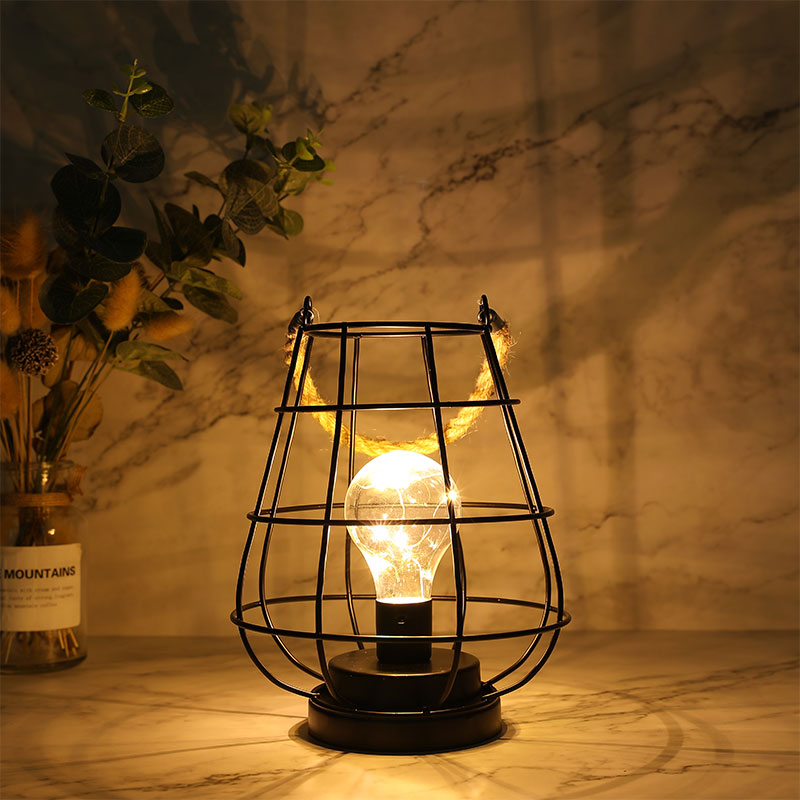 8.5" Tall Battery Powered Outdoor Table Lamp Black-0
