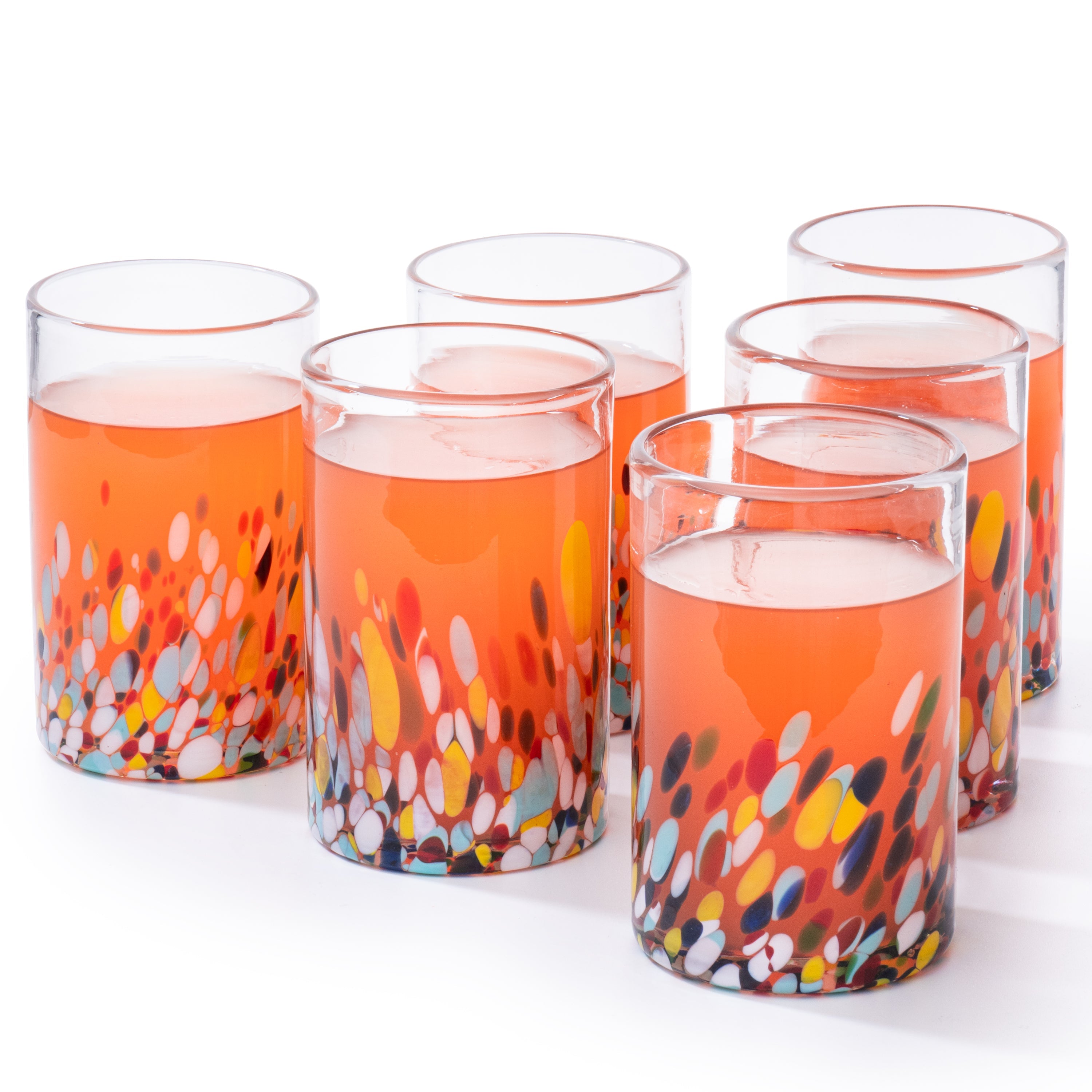 The Wine Savant Hand Blown Mexican Drinking Glasses and Pitcher – Set of 6 with Mexican Confetti Design (14 oz each) and Pitcher (84 Ounces) (Confetti)-2