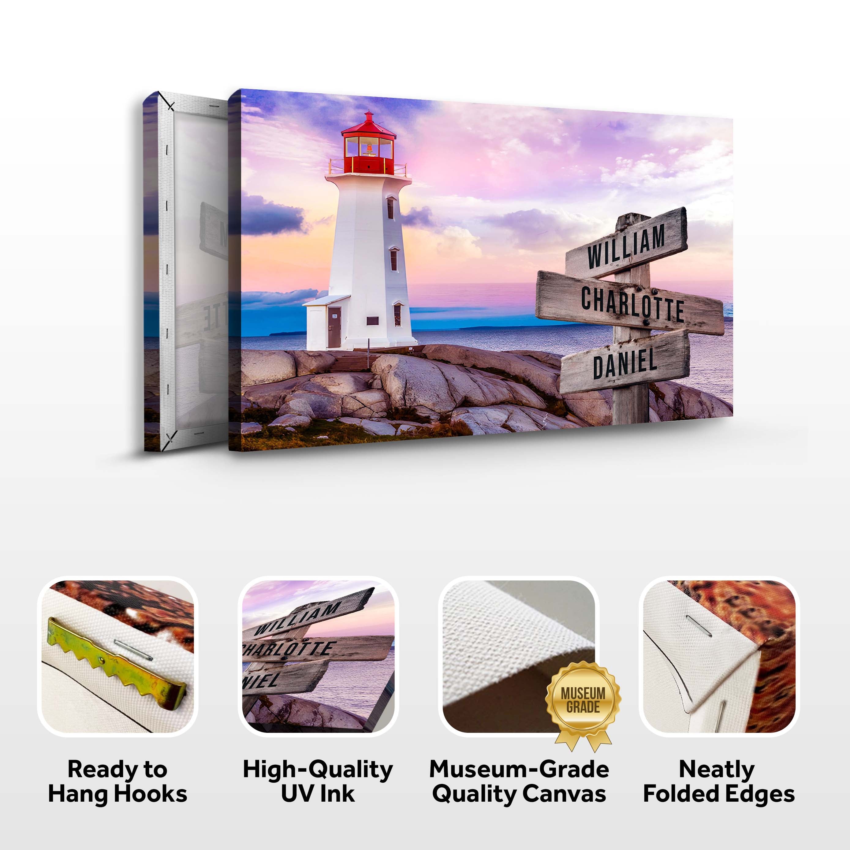 Lighthouse Family Names Sign