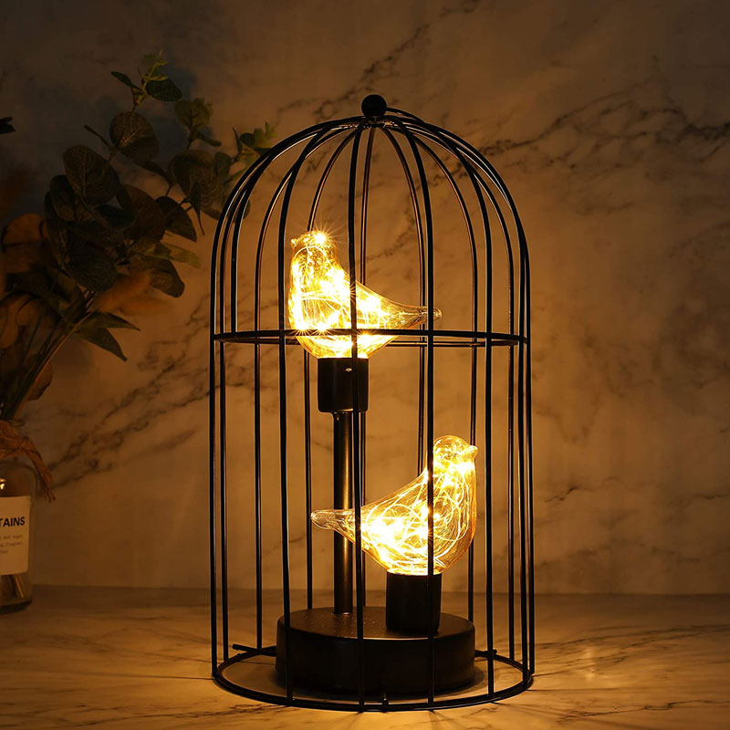 12"Tall Battery Operated Birdcage Decorative Lamp-0