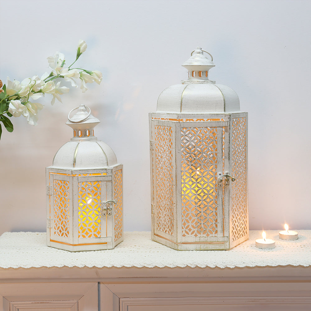 15"&11''H Outdoor Candle Lanterns Rustic Decorative Lanterns-1