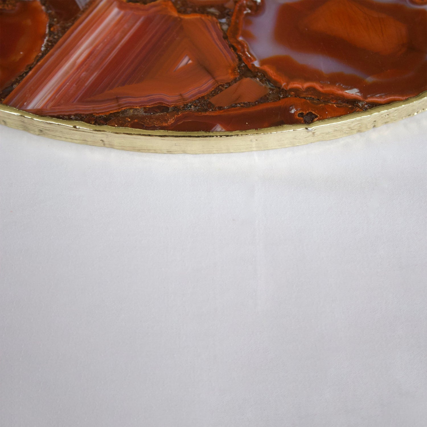 Red Agate Serving Tray With Brass Handles | Circular-1