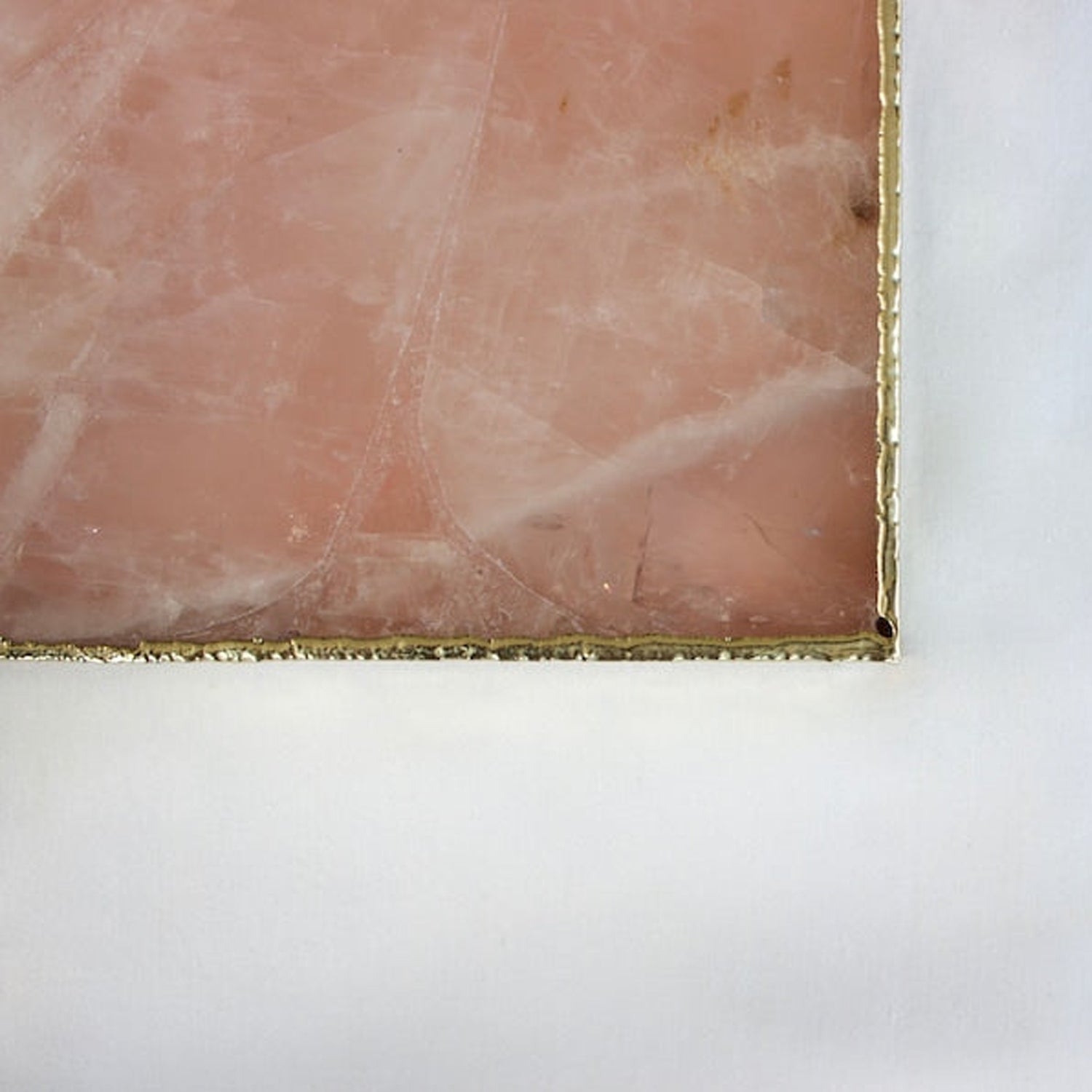 Rose Quartz Agate Serving Tray With Brass Handles | Square-3