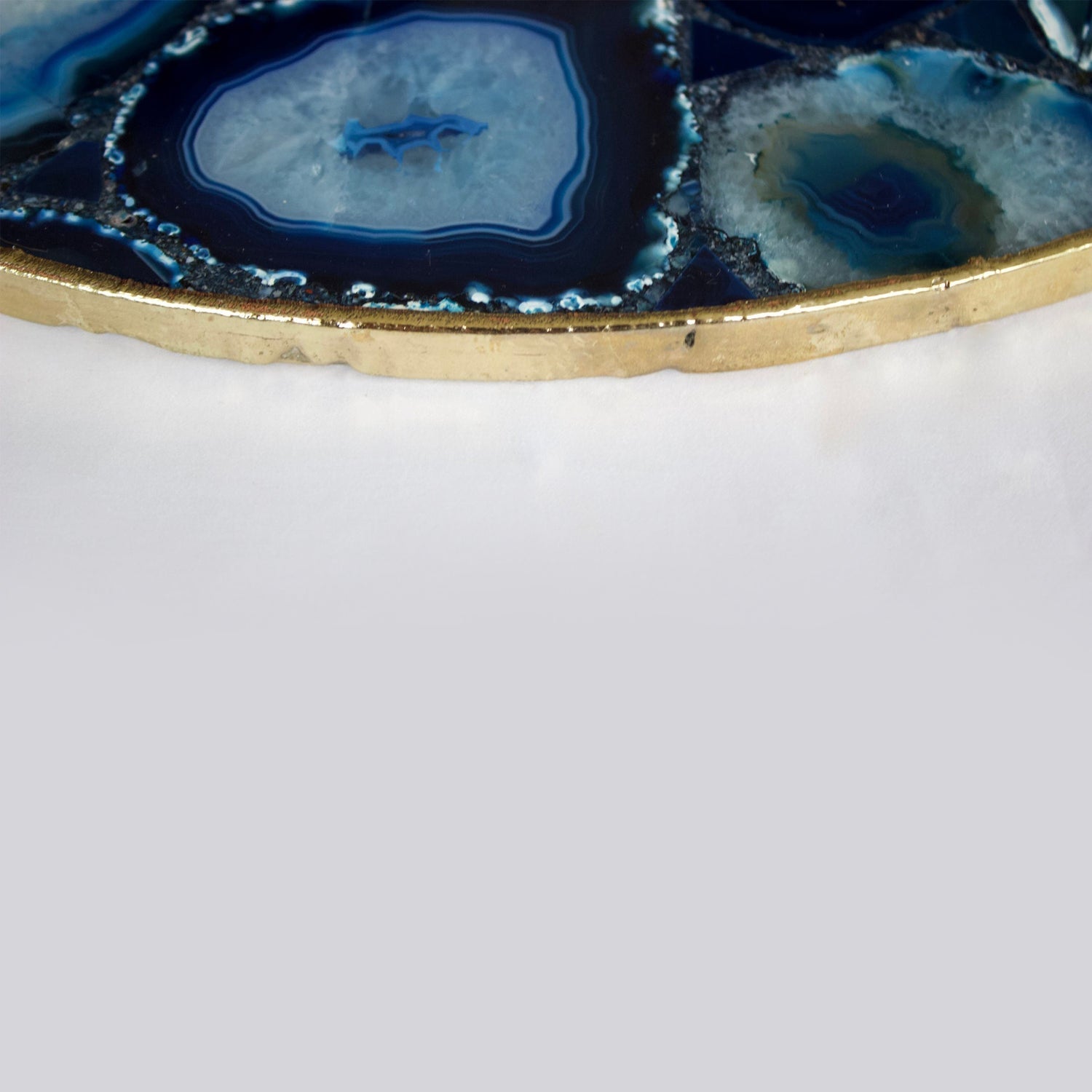 Blue Agate Serving Tray With Brass Handles | Circular-3