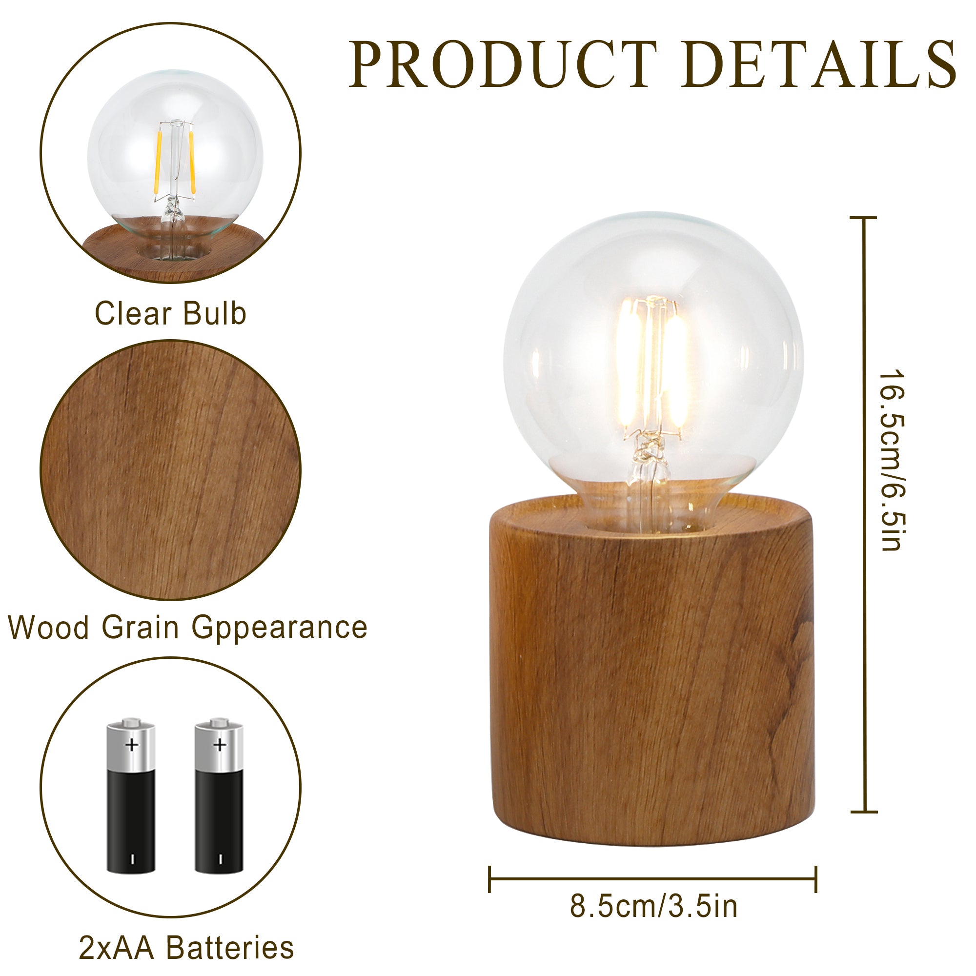 JHY DESIGN 6.5" Tall Ceramic Set of 2 Wood Grain Table Lamp-1